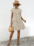 Frill Floral Round Neck Short Sleeve Tiered Dress - Odaingerous